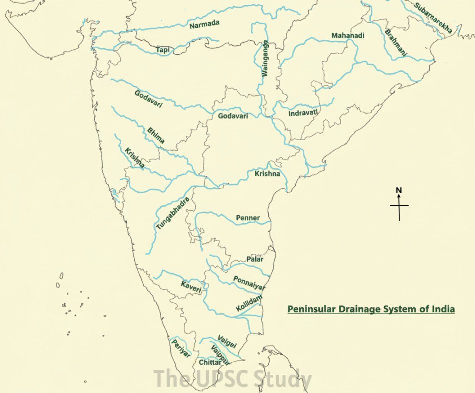 RIvers orignating in peninsular India.